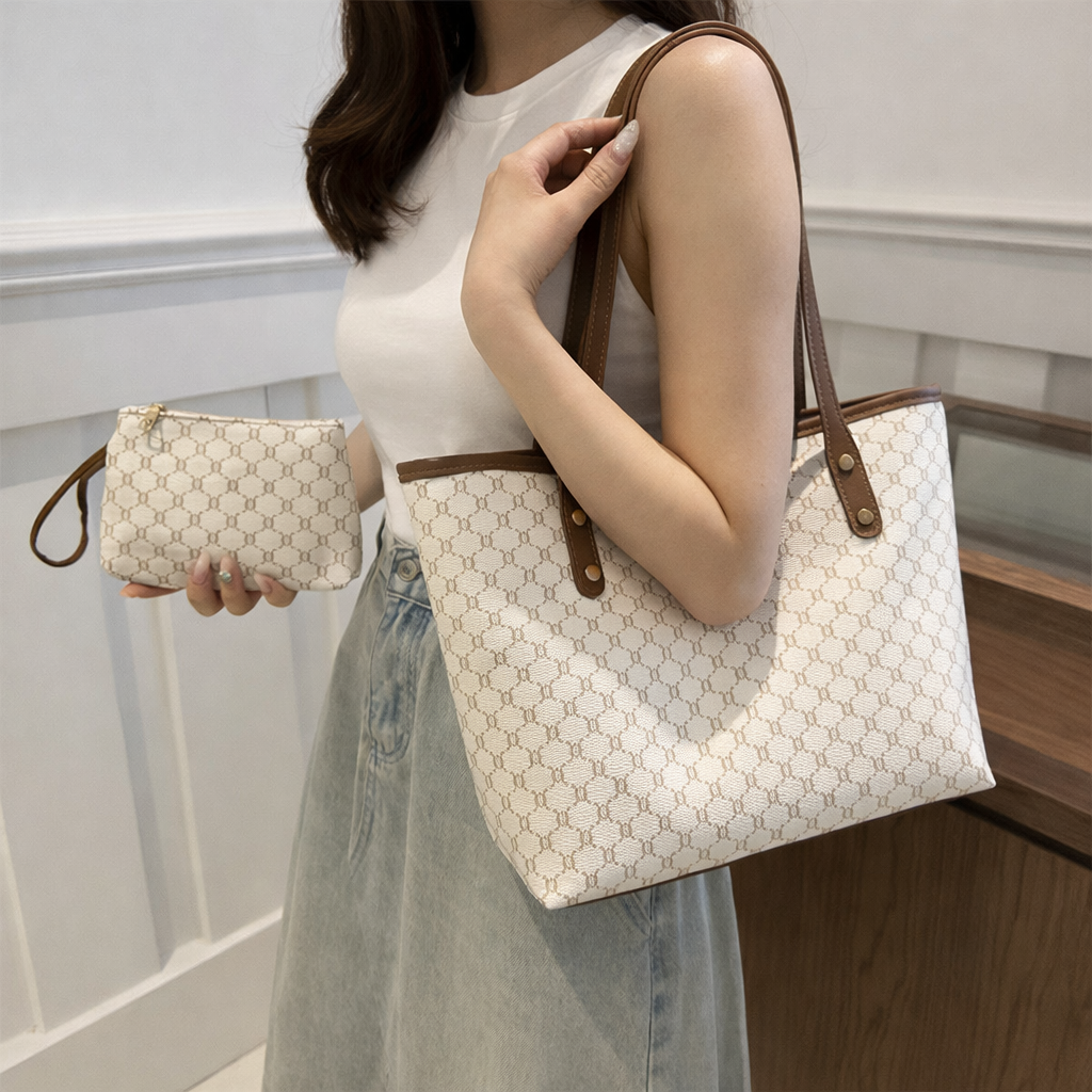 Urban Luxe Printed Tote Bag for Women – Large Capacity Shoulder Handbag